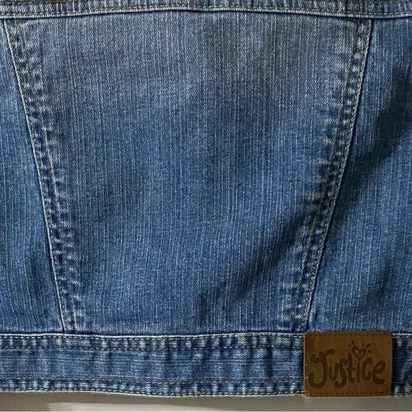 Justice Jean Jacket, Medium wash, Denim, Sz 10, Crop, Trucker, Embroidery - Picture 14 of 15